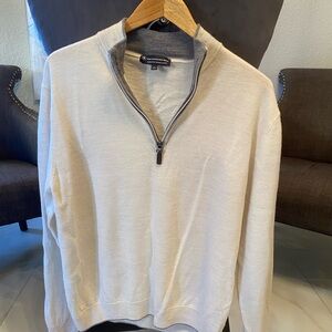 Hart Schaffner Marx Men's Light Beige Zip-Up Sweater